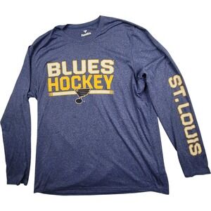 Fanatics NHL St Louis Blues Men's Long Sleeve Heathered Blue Shirt XL‎